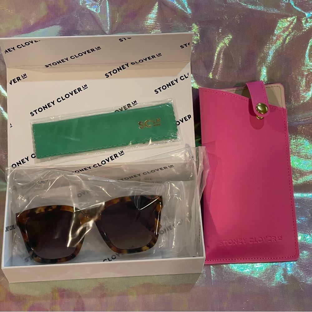 Stoney Clover Lane SCL Kendall Sunglasses in Chocolate Chip w/ case and wipe